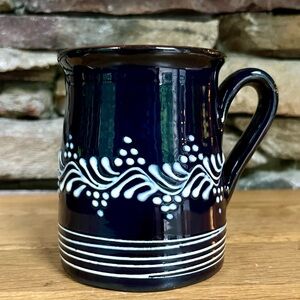 Romania Artisan Hand Crafted Blue Mug Sitar Redware